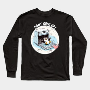 Sweet Animals: The Pinguin Never Give Up! - Cute Pinguin - A Funny Silly Retro Vintage Style Long Sleeve T-Shirt